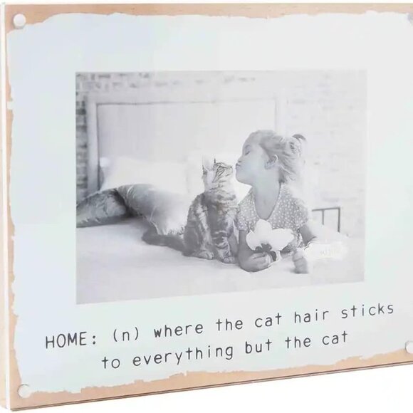 MUD Pie Home Where the Cat Hair stick to everything but the Cat Wood FRAME NEW - Picture 1 of 3